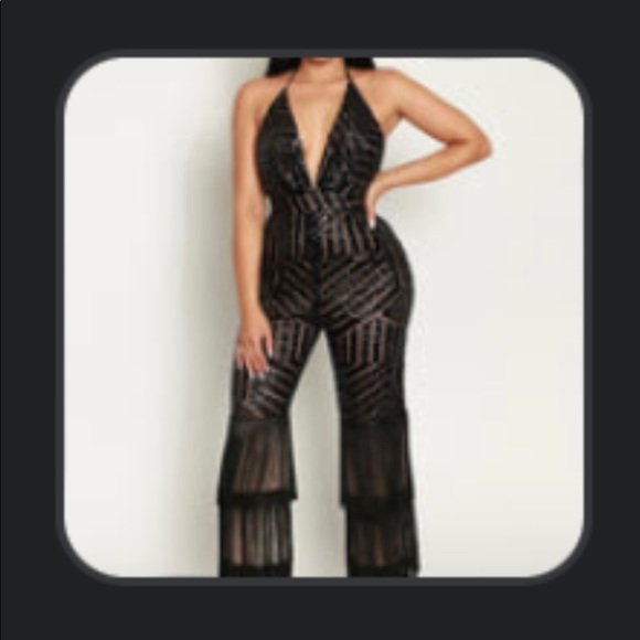 Pants - Halter top jump suit sequin and fringed.